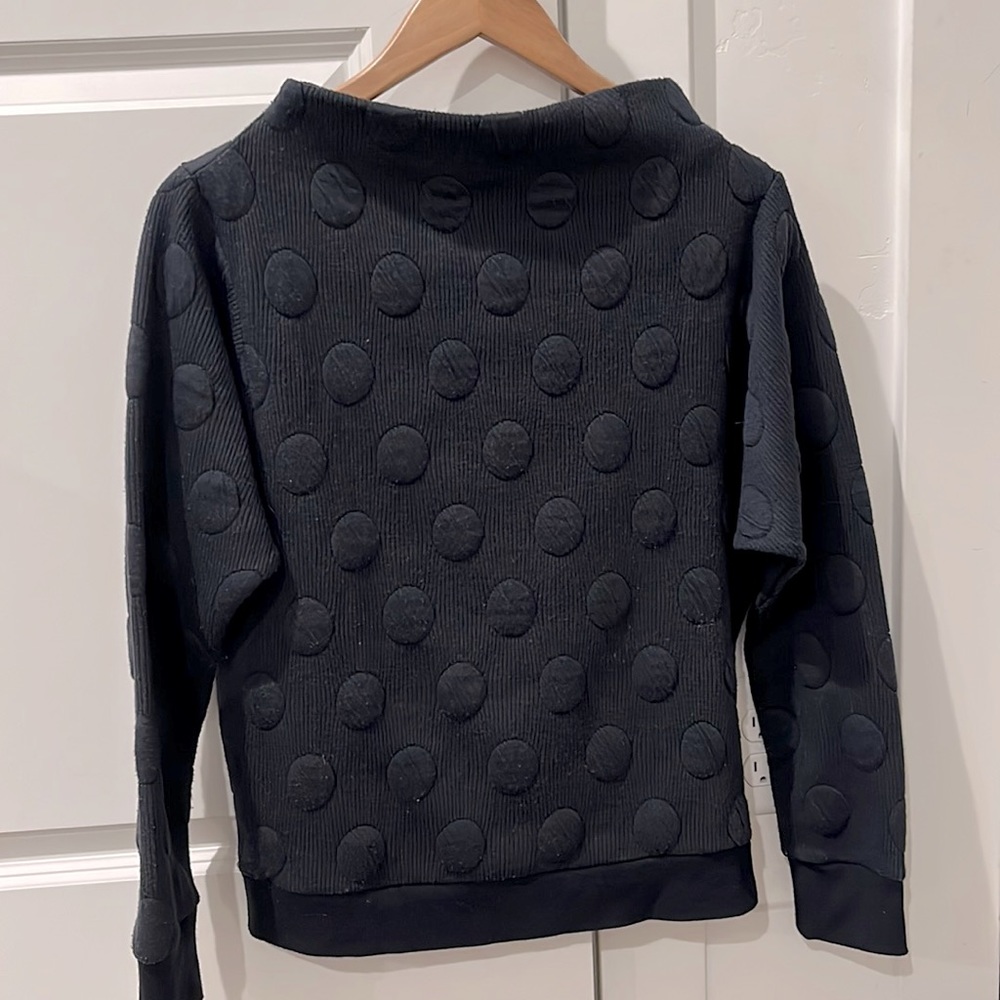 Navy dotted sweater from Anthropologie in size S.
